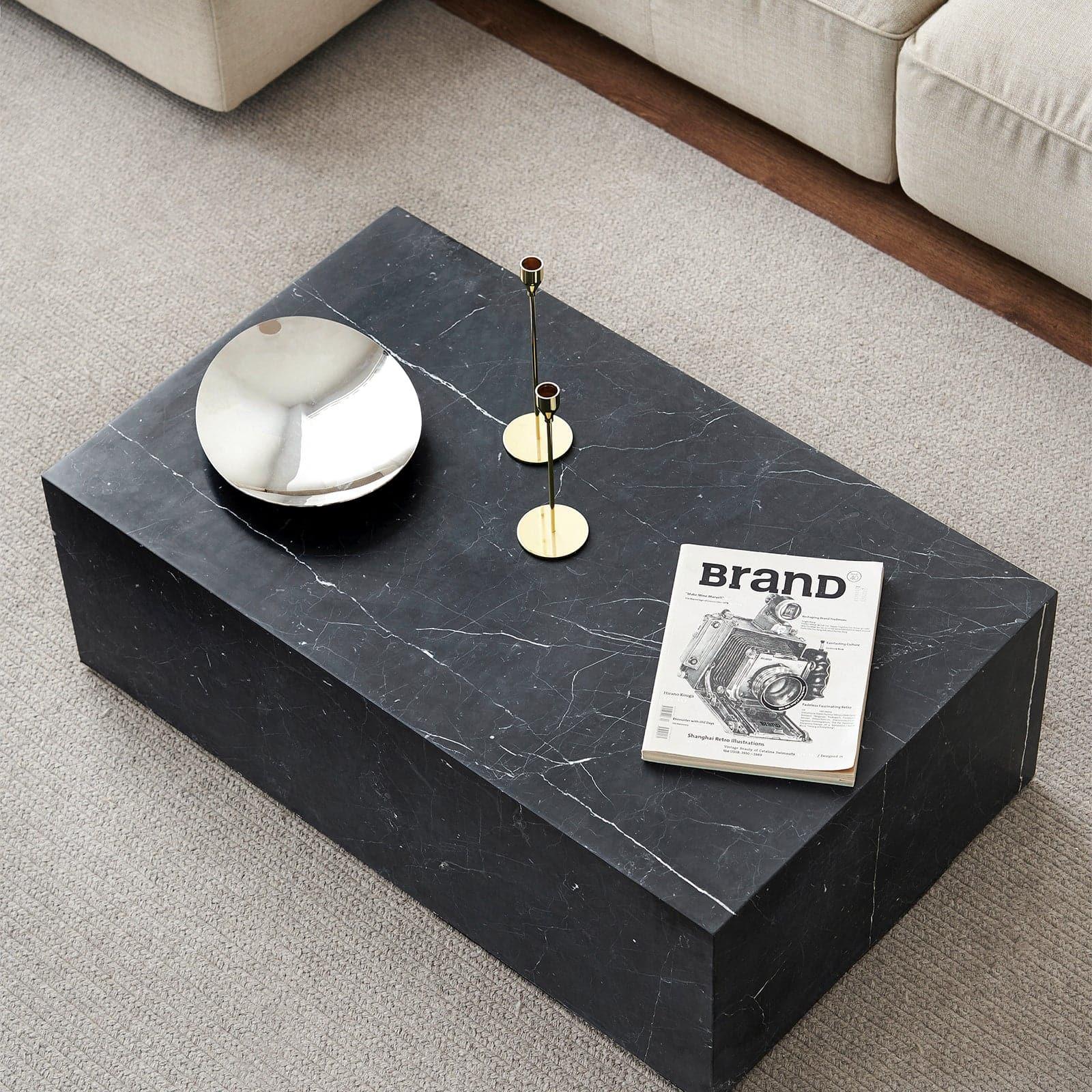 Sugar Cubes Coffee Table / Long - Black-And-White Marble - 1000*600mm - grado