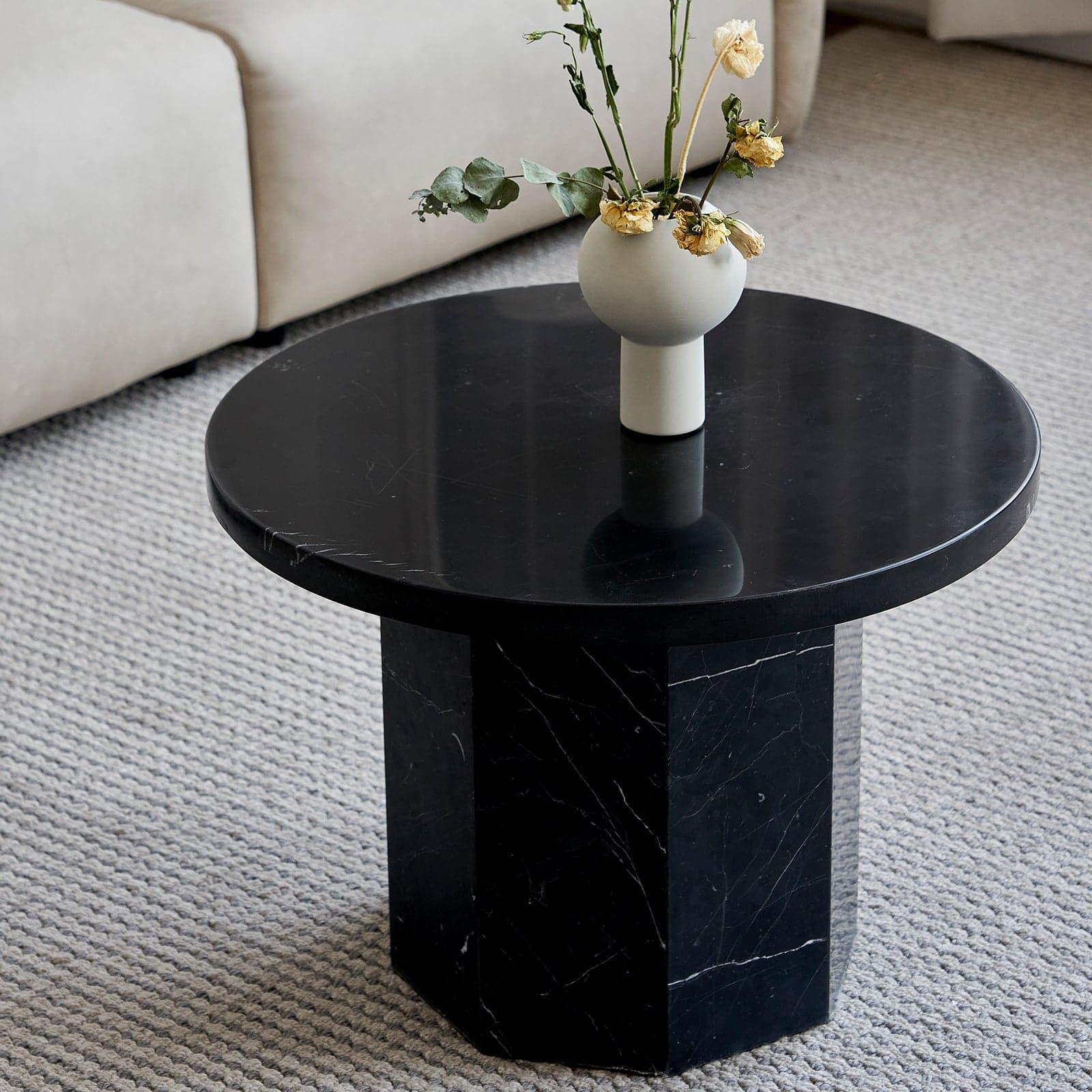 Sugar Cubes Coffee Table / Round - Black-And-White Marble - φ600mm - grado