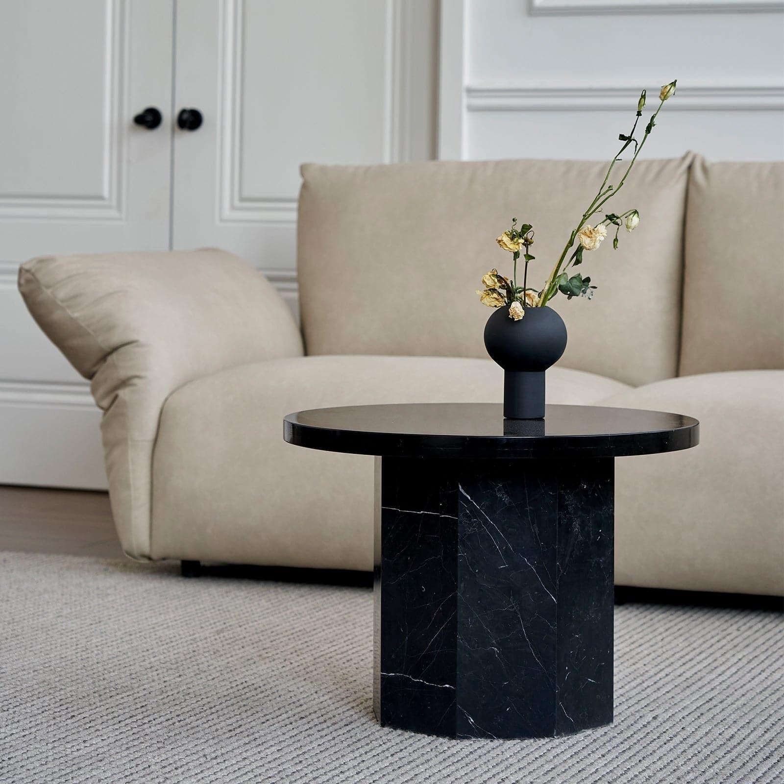 Sugar Cubes Coffee Table / Round - Black-And-White Marble - φ600mm - grado